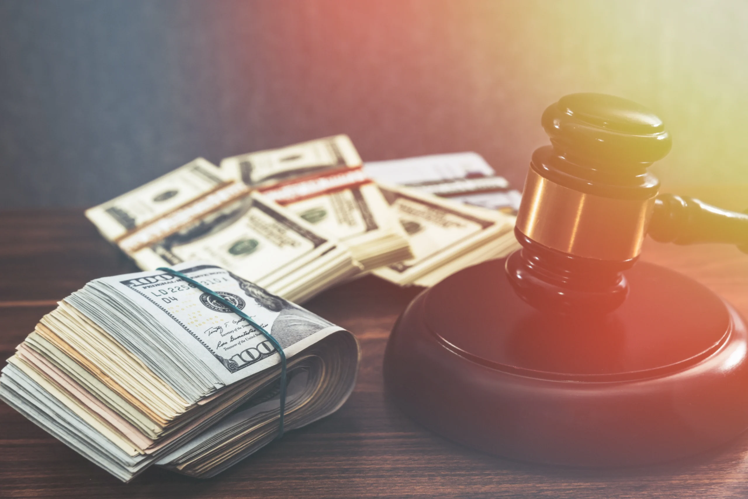 Justice gavel and stack of dollar bills sit on a table. Find out more about some of the commonly asked questions regarding IRS collection defense in Texas.