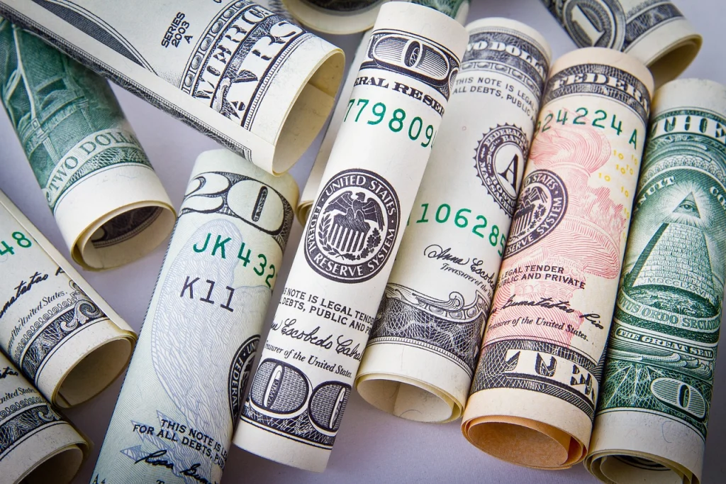 Tightly rolled bills.