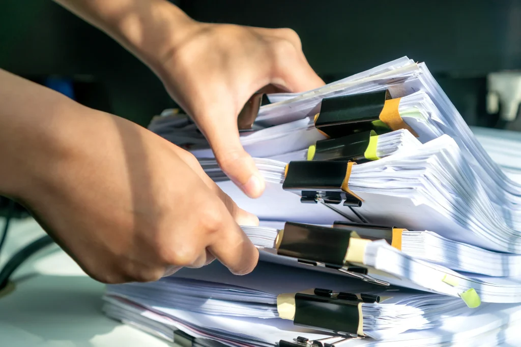 A pile of documents.