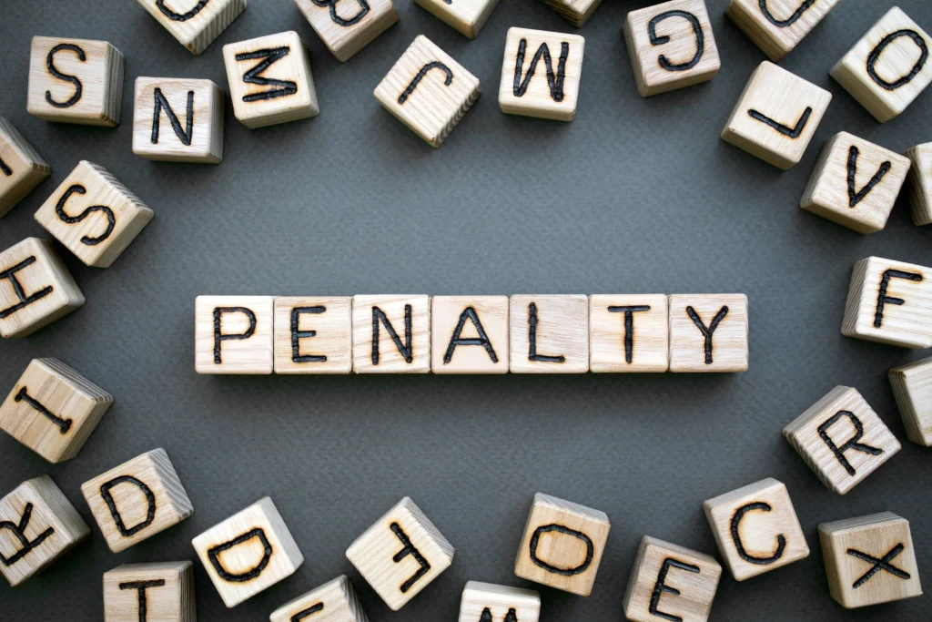 Penalty written in blocks.